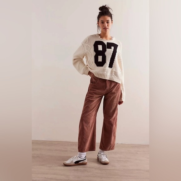 Free People Good Luck Cord Pants Chocolate Deep Mahogany Sz XS NEW Barrel Leg - Picture 1 of 5